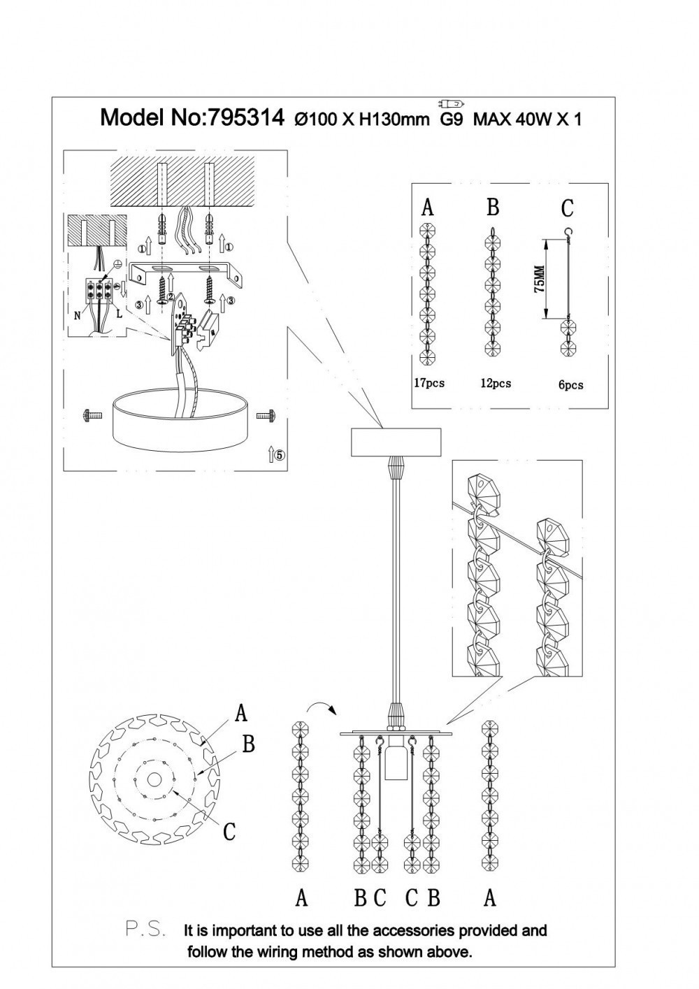 Lightstar (9957/1.6) Подвес CRISTALLO 1х40W G9 ХРОМ (в комплекте) Lightstar (9957/1.6) Подвес CRISTALLO 1х40W G9 ХРОМ (в комплекте)